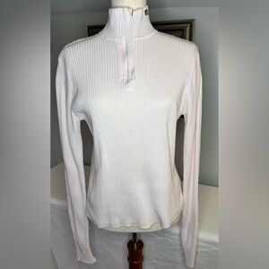 Ralph Lauren Polo Jeans Co Cream 1/4 Zip High Neck Sweater Size Large